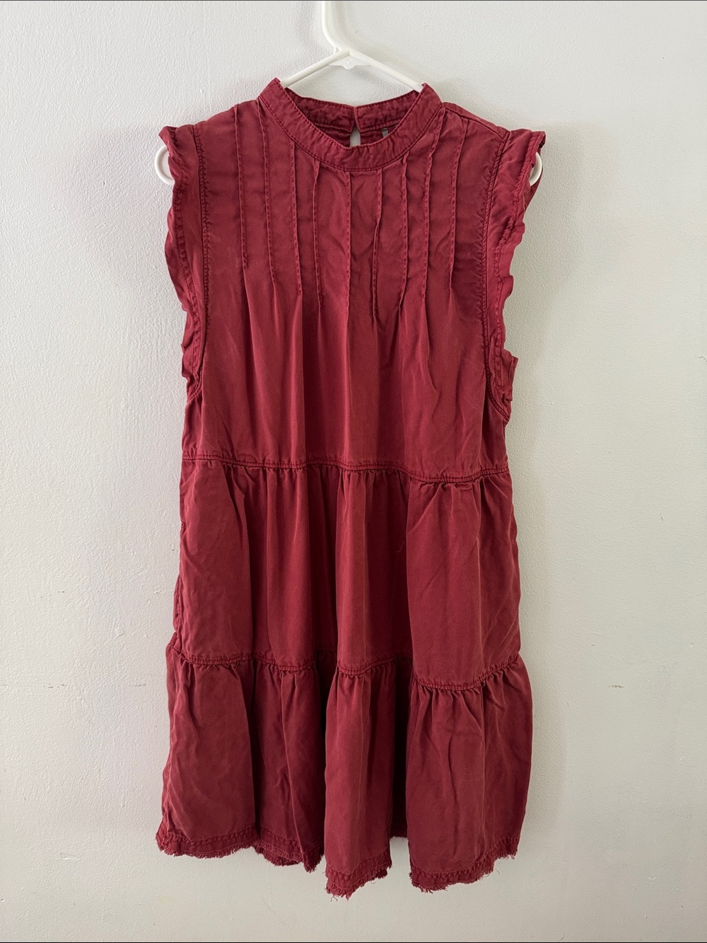 Anthropologie Jeenie Tiered Tunic Dress Burgundy Sz M